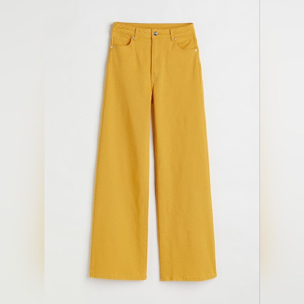 H&M Twill Yellow Wide Leg Jeans